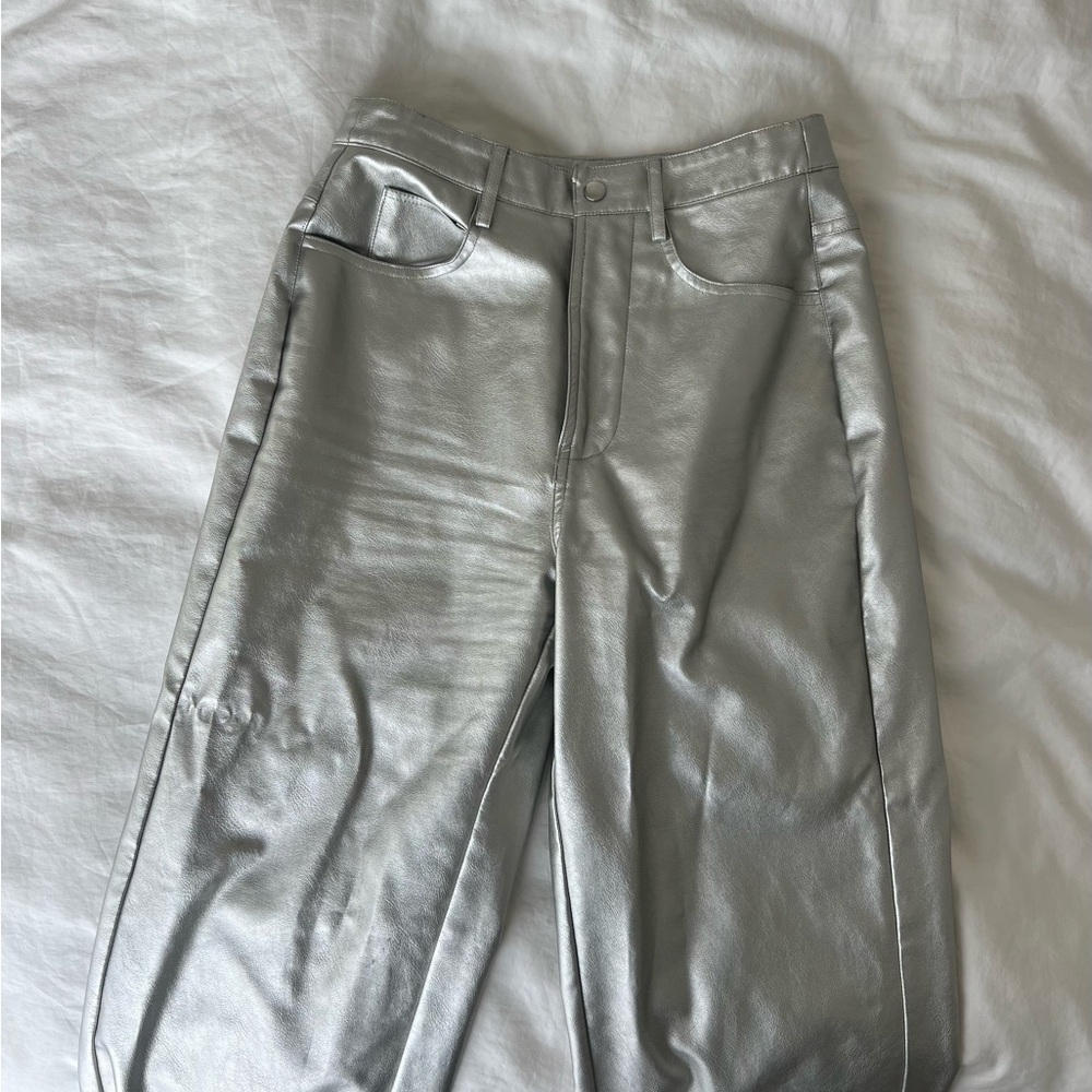 WAYF Metallic Straight Leg Pants